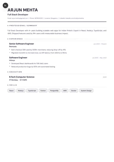 Classic ATS resume preview