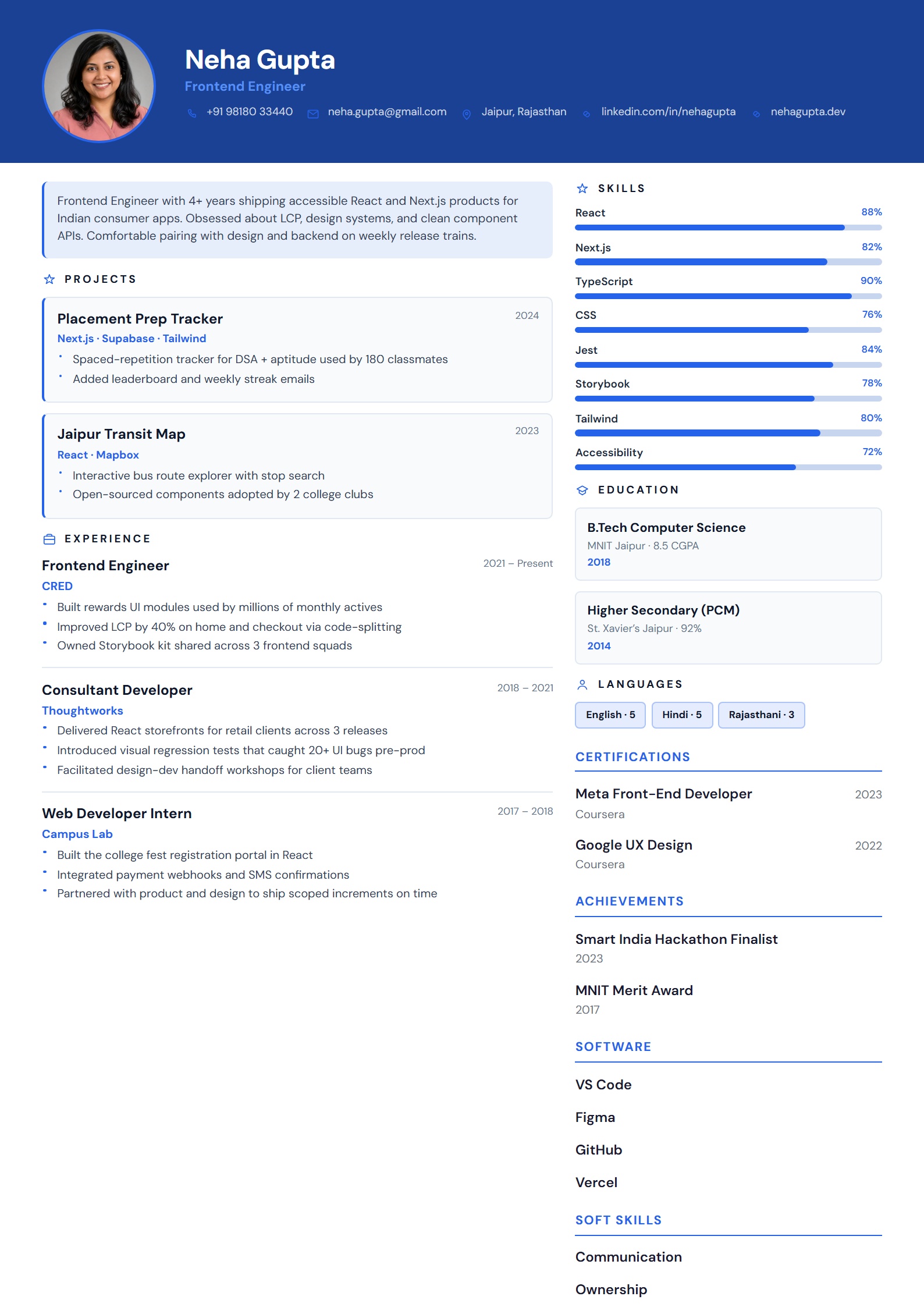 Campus Proof resume template preview