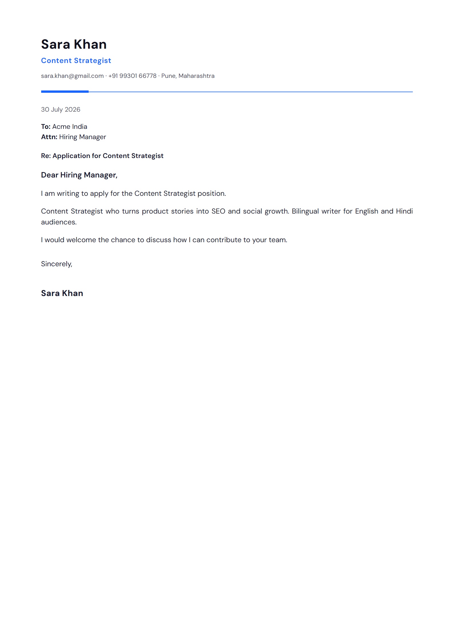 Professional Classic cover letter template preview