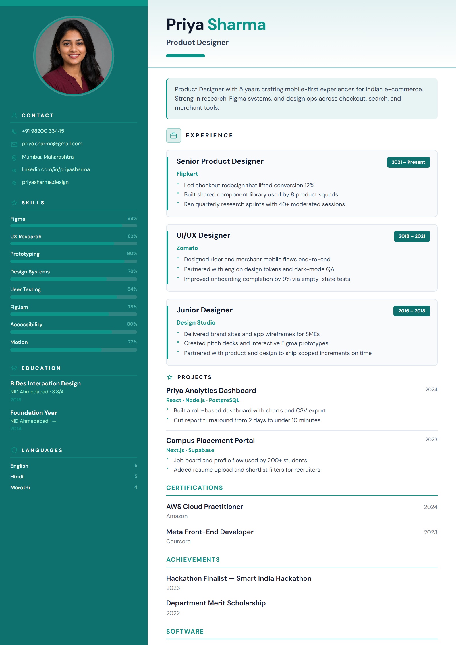 Clinic Clean resume template preview