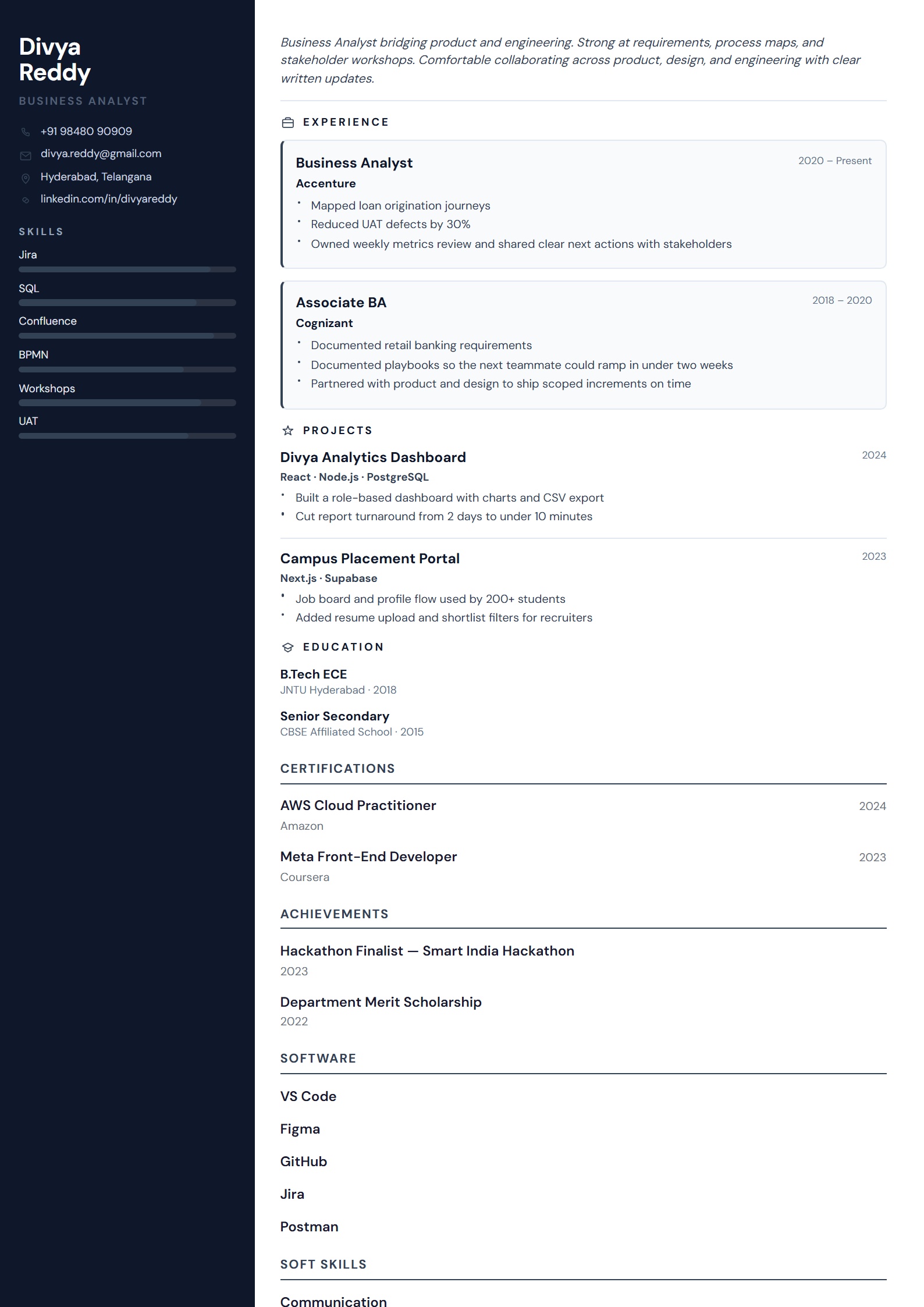 Consulting Slate resume template preview