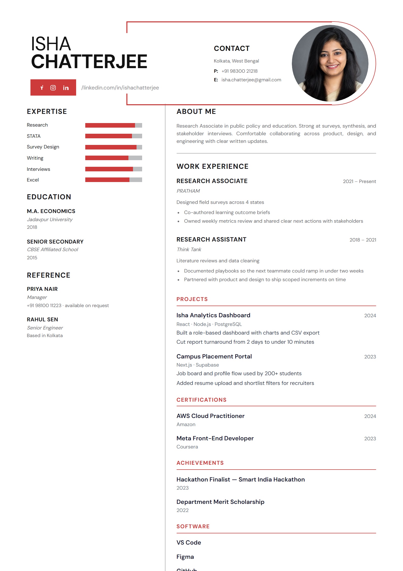 Coral Horizon resume template preview