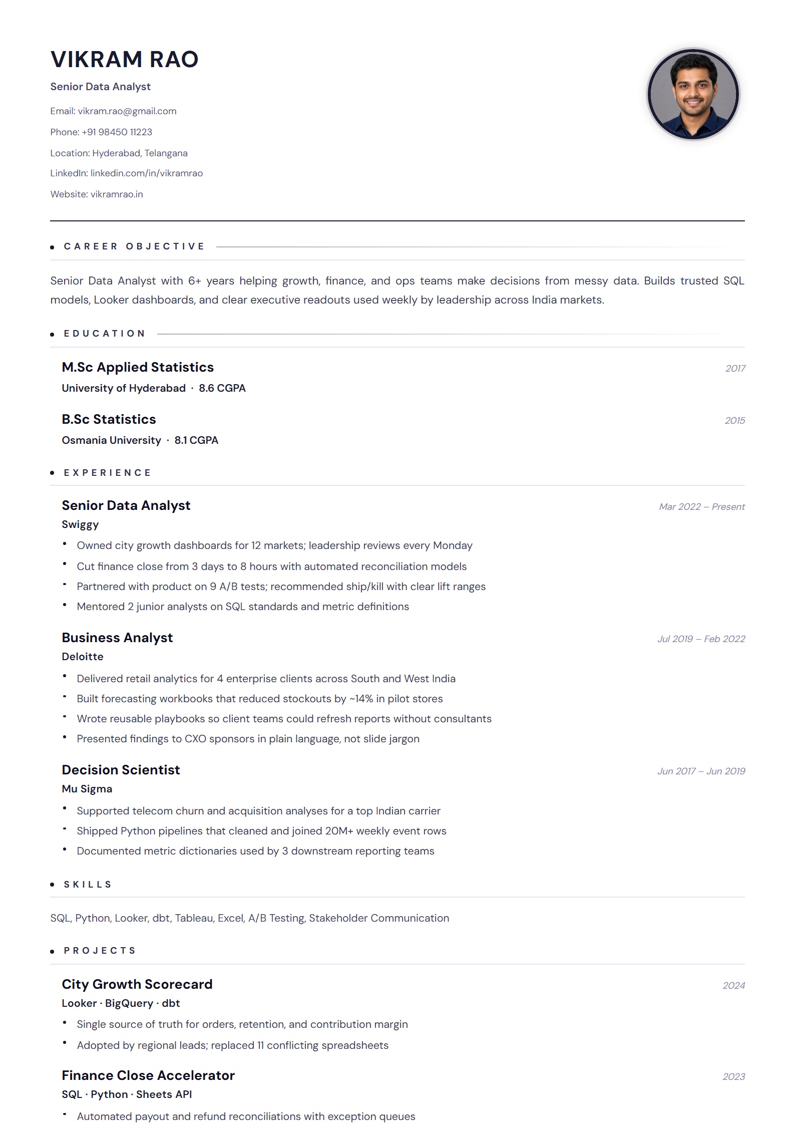 Government Formal resume template preview