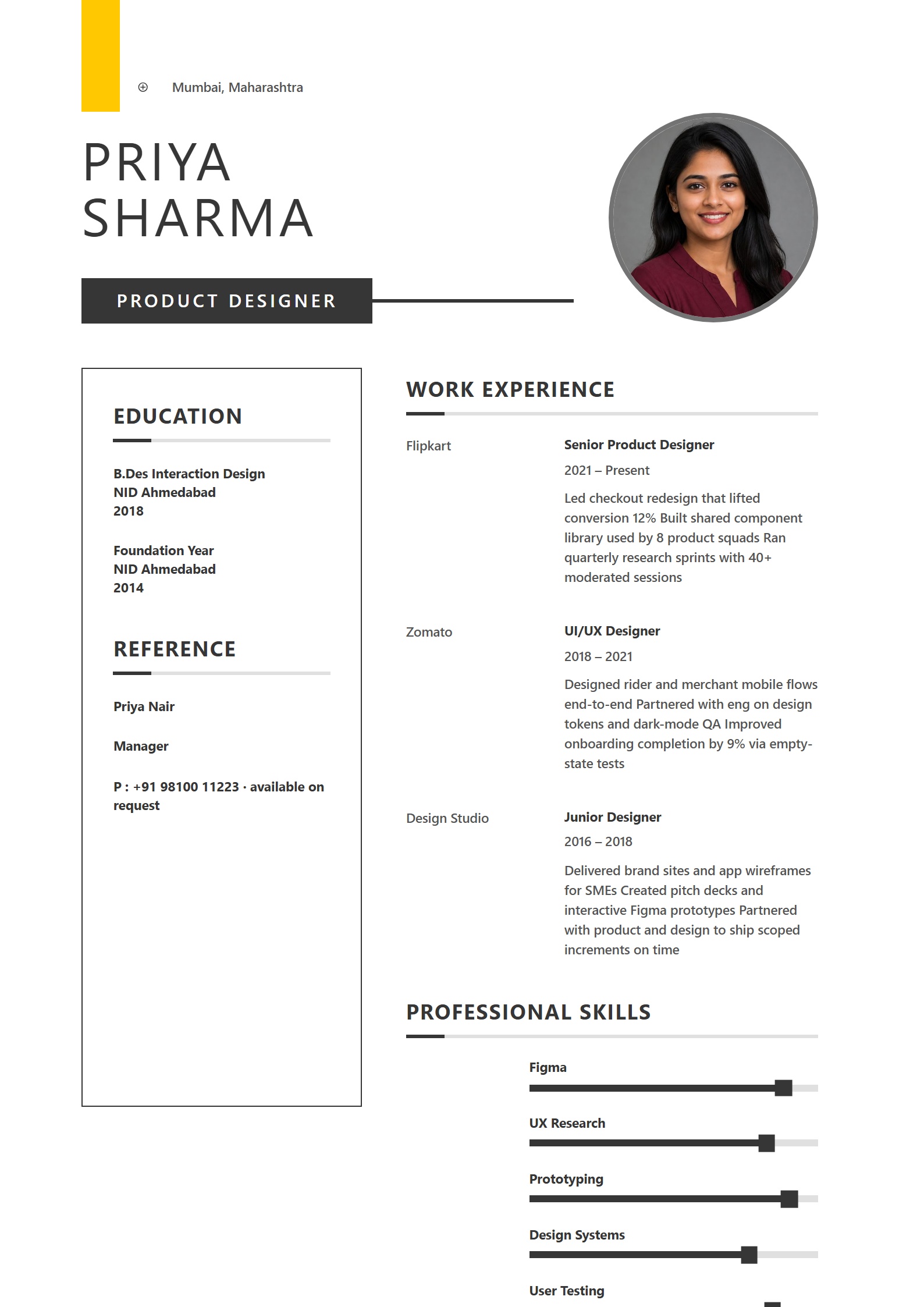 Lemon Folio resume template preview