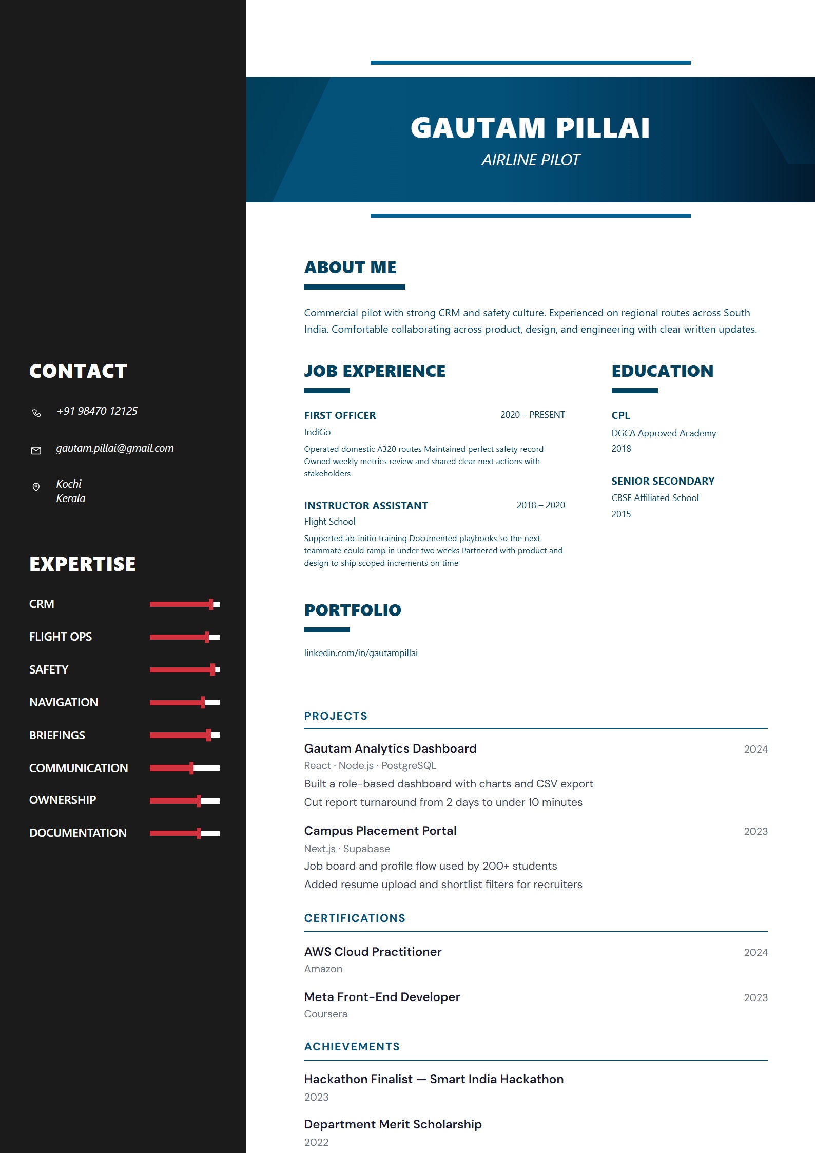 Ocean Ribbon resume template preview