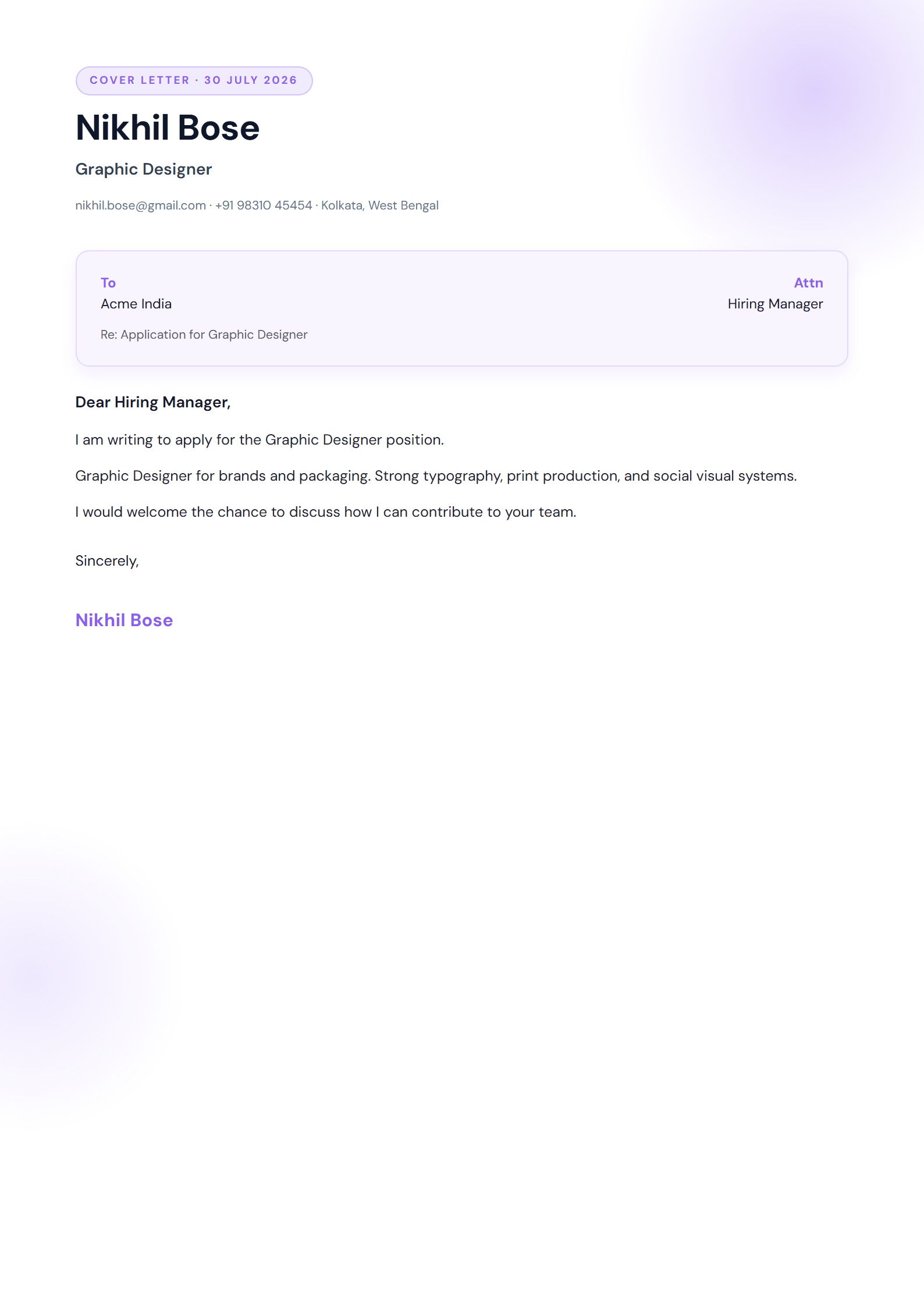 Prism Panel cover letter template preview