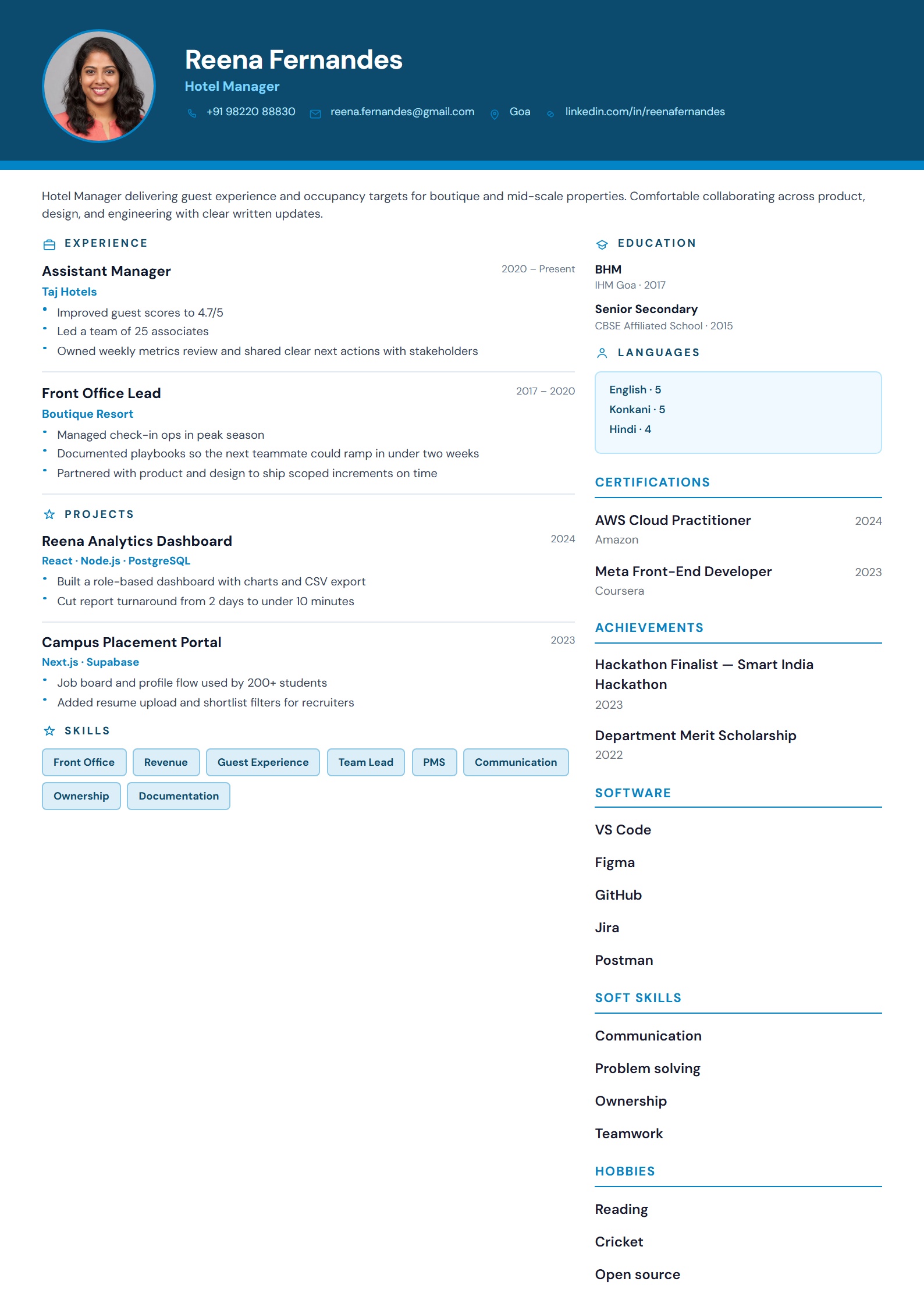 Service Desk Pro resume template preview