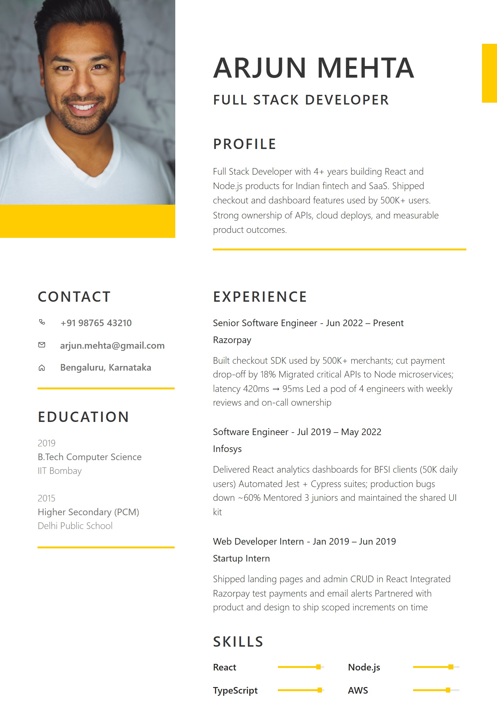 Sunrise Graphic resume template preview