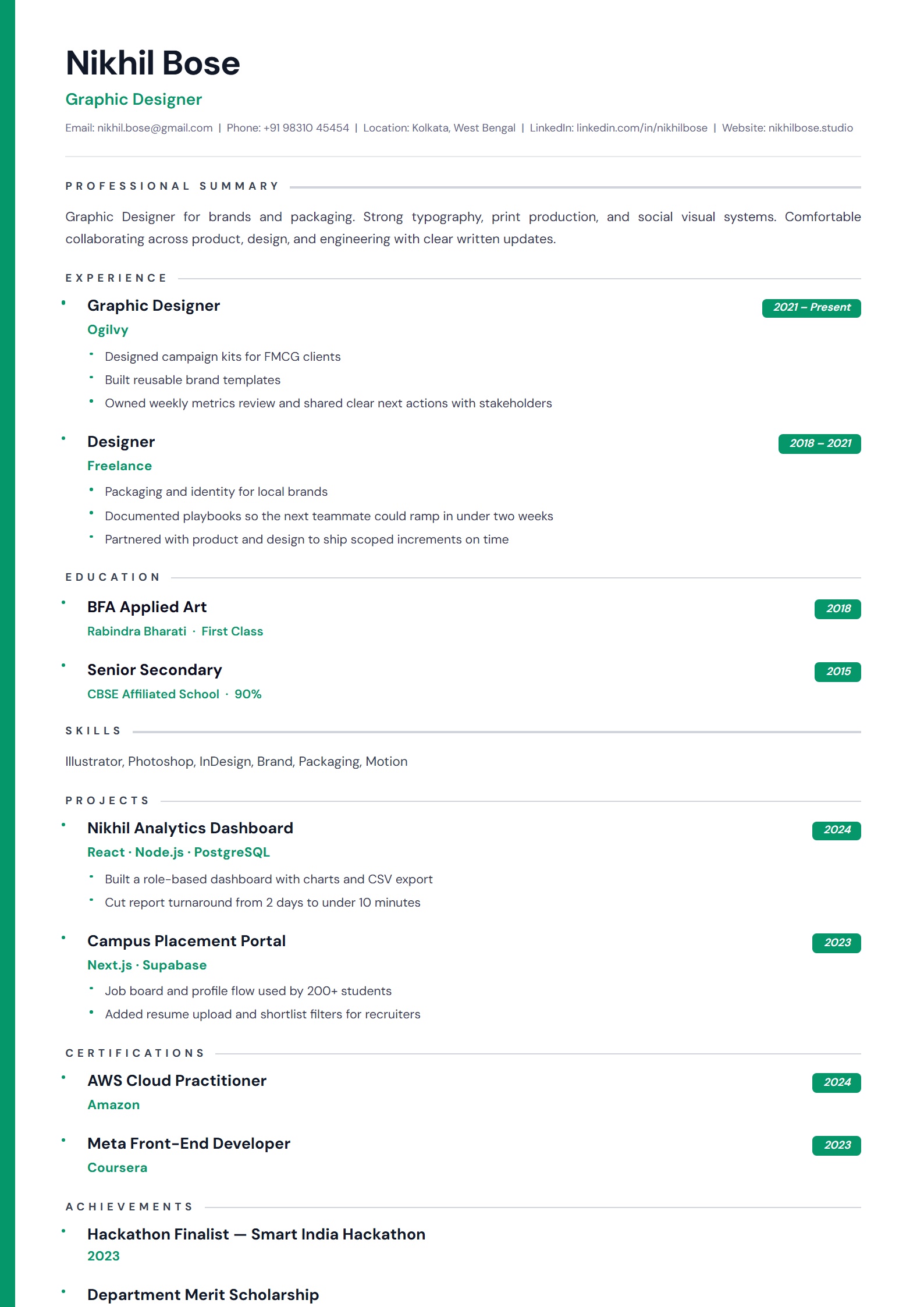 Timeline Flow resume template preview